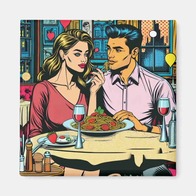 Aimant Premier rendez-vous | Dîner de spaghettis (Devant)