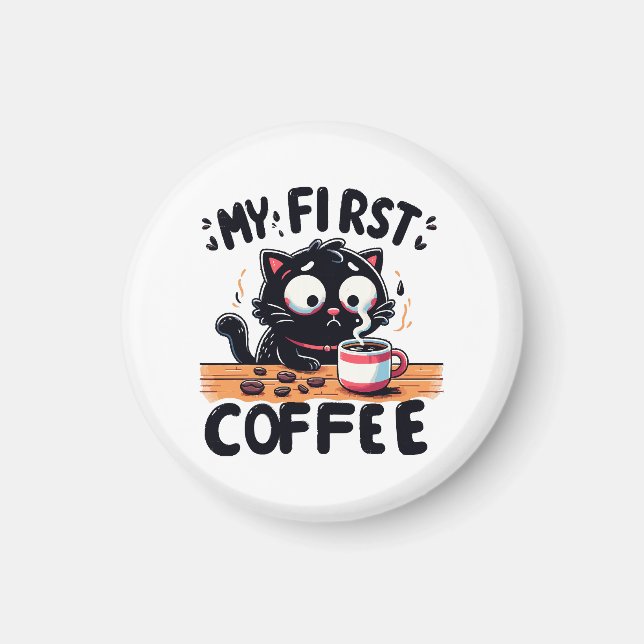 Aimant Première aventure de café noir (Devant)