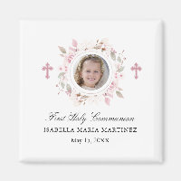 Première communion Photo Croix rose Fleur Favorise