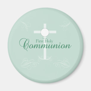 Aimant Première Communion sainte, Script en vert tendre