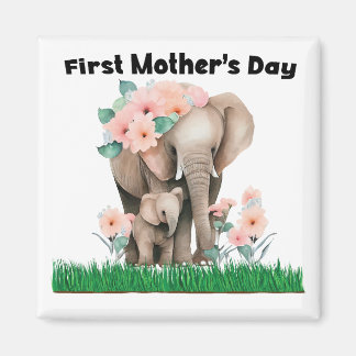 Aimant Première fête des mères éléphant mignon