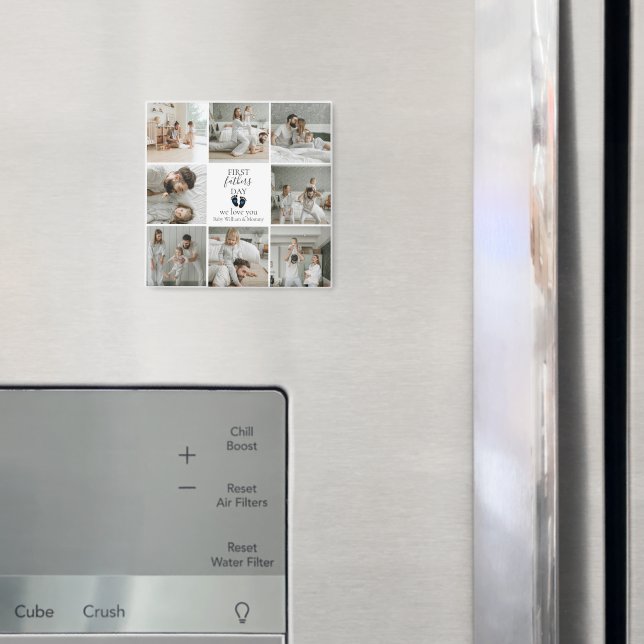 Aimant Première Fête des pères - Empreintes bébé et Coeur (In situ (réfrigérateur))