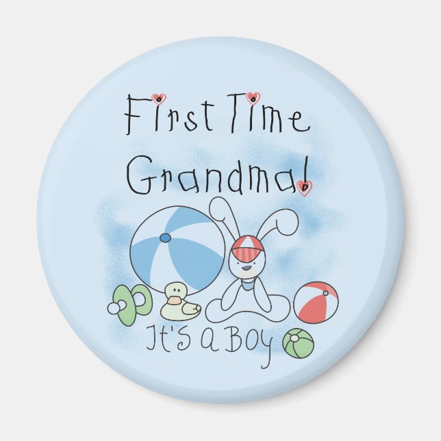 Aimant Première Grand-mère de garçon Tshirts et cadeaux (Devant)