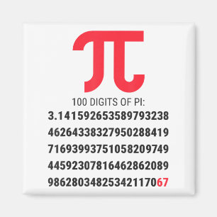 Aimant Premières 100 Chiffres De Pi 67 Nerds Geeks Prof D