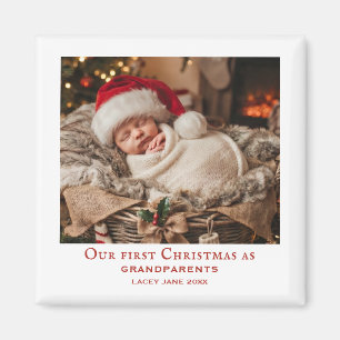 Aimant Premiers Noël des grands-parents rouge et blanc P