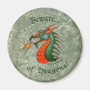 Aimant Prenez garde du vert en pierre de dragons