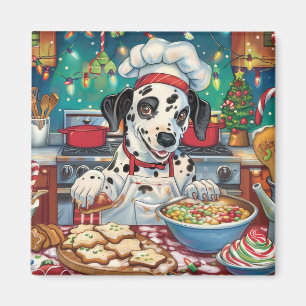 Aimant Préparation de fêtes de Noël dalmate : Noël festif