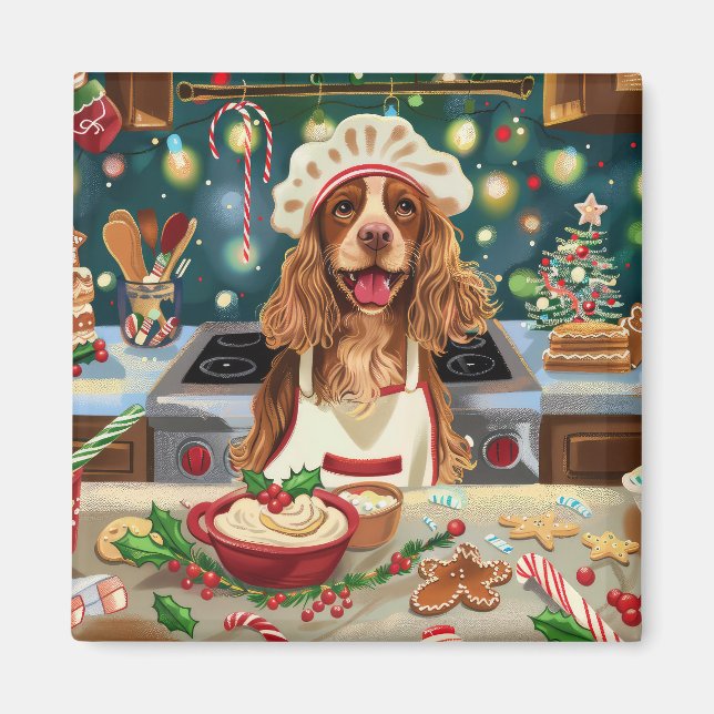 Aimant Préparation de fêtes de Noël pour Cocker Spaniel : (Devant)