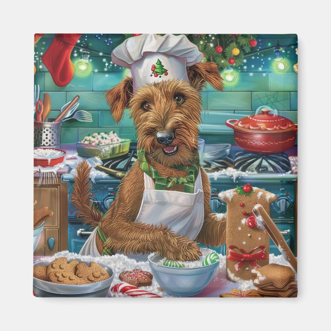 Aimant Préparations de fêtes de Noël du Terrier Irlandais (Devant)