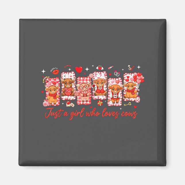 Aimant Preppy Just A Girl Who Loves Cows Valentines Day A (Devant)