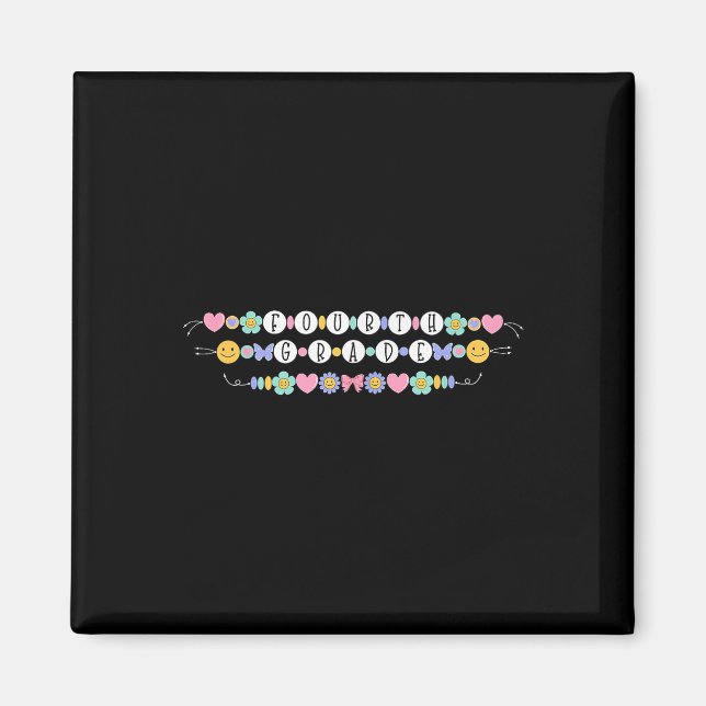 Aimant Preppy Retour À L'École 4E Grade Bracelet Enseigna (Devant)