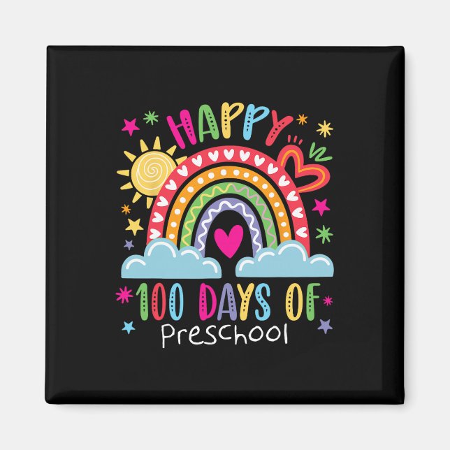 Aimant Preschool Teacher Girls Kids Rainbow 100 Days Of S (Devant)
