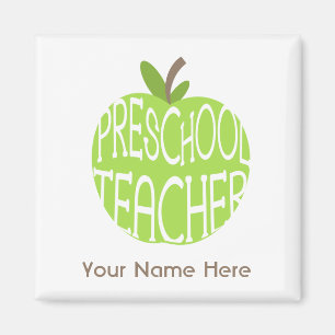 Aimant préscolaire de professeur - Apple vert