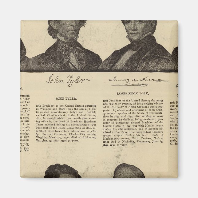 Aimant Présidents US, autographes, biographies (Devant)