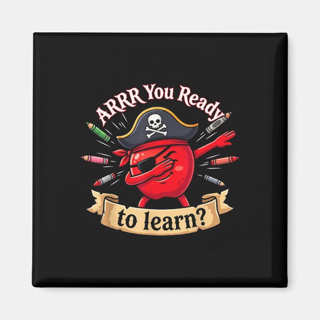 Aimant Prêt pirate drôle enseignant de rentrée scolaire (Devant)