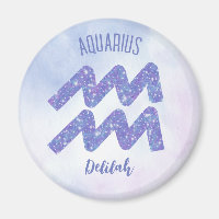 Pretty Aquarius Astrology Sign Personalized Purple