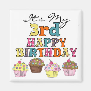 Aimant Pretty Cupcakes 3e Anniversaire Tshirts et cadeaux