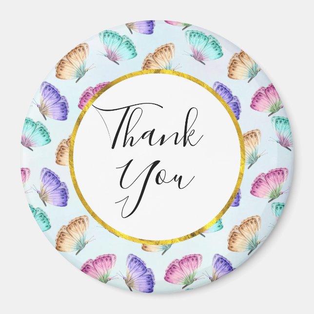 Aimant Pretty Pastel Watercolor Butterfly Pattern (Devant)