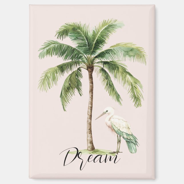 Aimant Pretty Peach Tropical Palm Tree Bird (Recto)