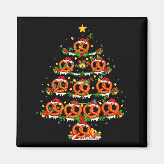 Aimant Pretzel Lover Xmas Lighting Pretzel Christmas Tree (Devant)