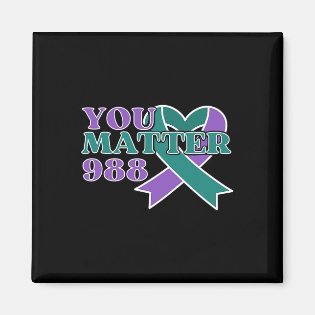 Aimant Prévention 988 Ruban de sensibilisation aux problè (Devant)