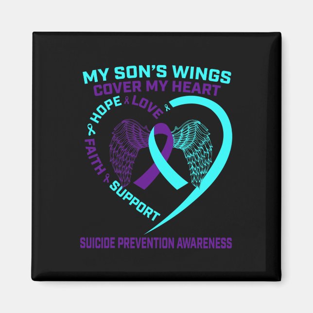Aimant Prévention du suicide turquoise et pourri Fils H (Devant)