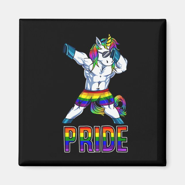 Aimant Pride Lgbt Bodybuilding Unicorn Muscle Lesbian Gay (Devant)