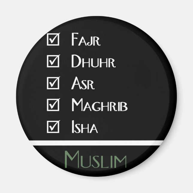 Aimant Prière islamique - 5 fois par jour - imprimé musul (Devant)