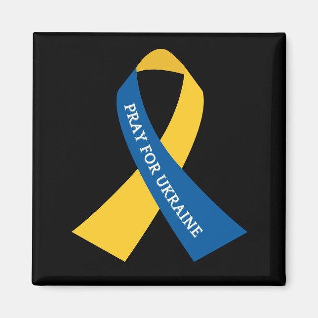 Aimant Priez pour l'Ukraine Ruban bleu jaune (Devant)