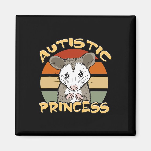 Aimant Princesse autiste Opossum mignon Sensibilisation à (Devant)