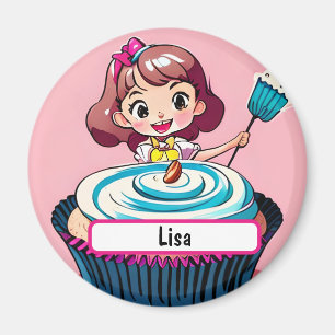 Aimant Princesse Cupcake Rose Avec Nametag Personnalisabl