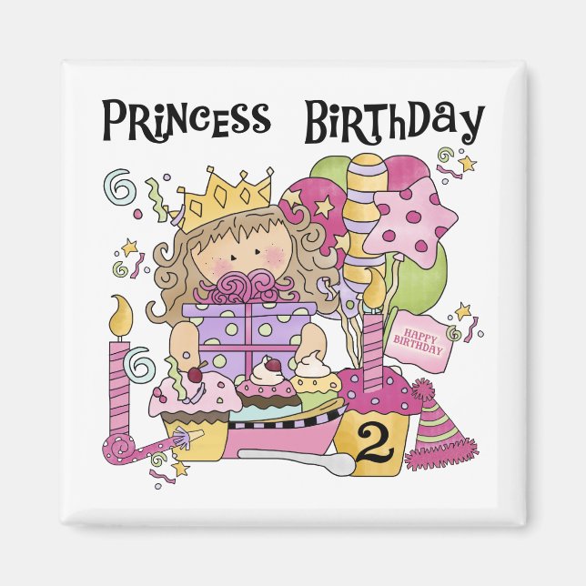 Aimant Princesse de fête 2e anniversaire Tshirts et cadea (Devant)
