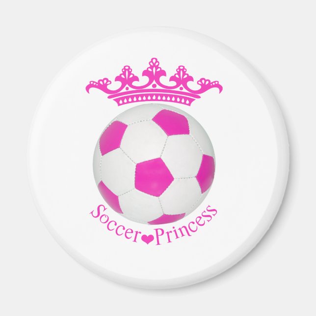 Aimant Princesse de football, balle de football rose (Devant)