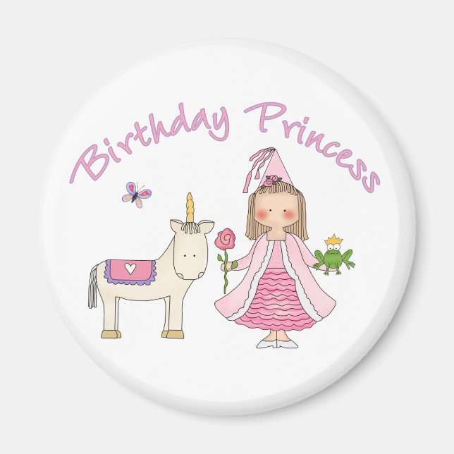 Aimant Princesse Unicorn Fille d'anniversaire (Devant)