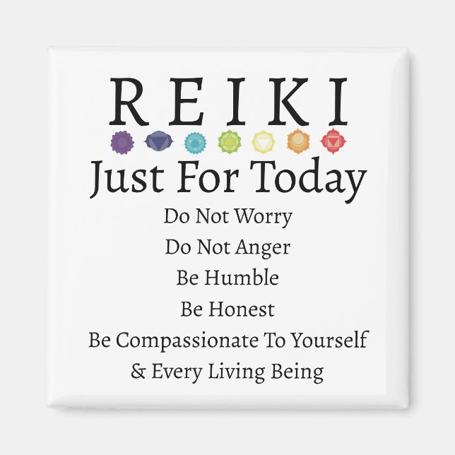Aimant Principes de Reiki Préceptes sur blanc (Devant)