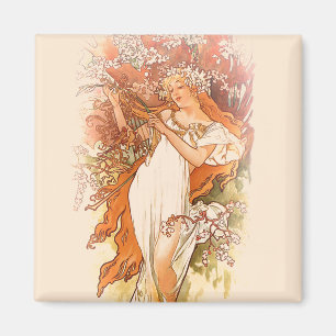 Aimant Printemps - Alphonse Mucha Art Nouveau