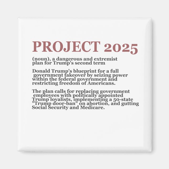 Aimant Pro Democracy Anti Project 2025 Trump républicain (Devant)