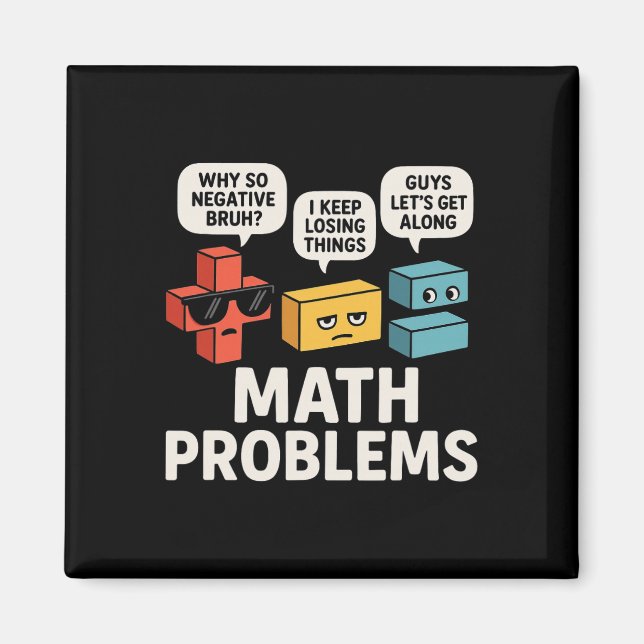 Aimant Problèmes de maths symboles professeur drôle retou (Devant)
