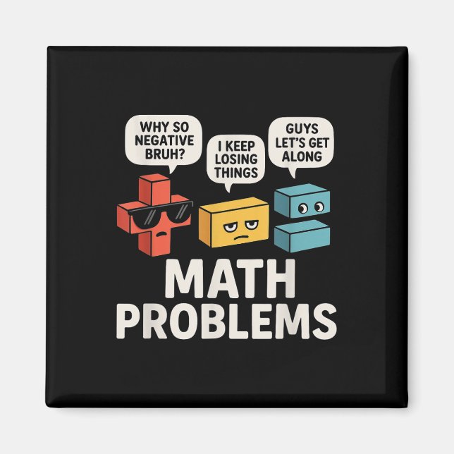 Aimant Problèmes Mathématiques Symboles Drôle Enseignant  (Devant)