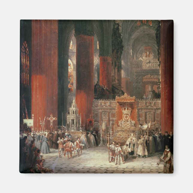 Aimant Procession à la cathédrale de Séville, 1833 (huile (Devant)
