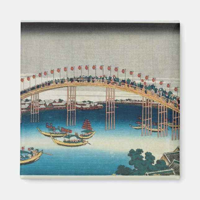 Aimant Procession au-dessus d'un pont (impression en bois (Devant)