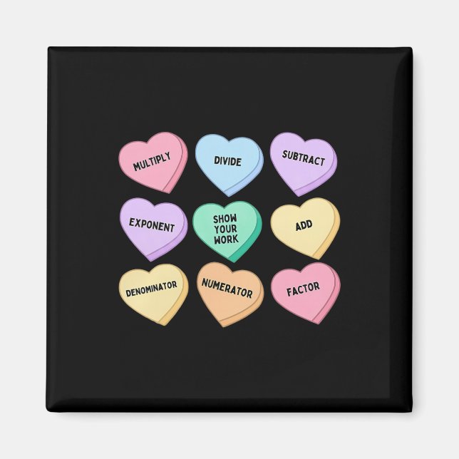 Aimant Prof de maths bonbons coeurs Saint Valentin Algèbr (Devant)