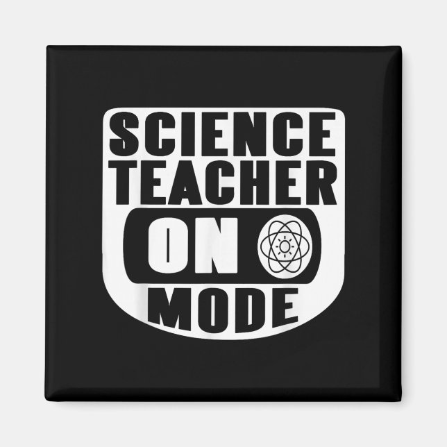 Aimant Prof de science drôle en mode activé avec atome (Devant)