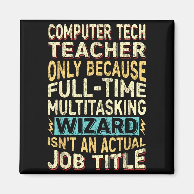 Aimant Prof de tech informatique drôle magicien multitâch (Devant)