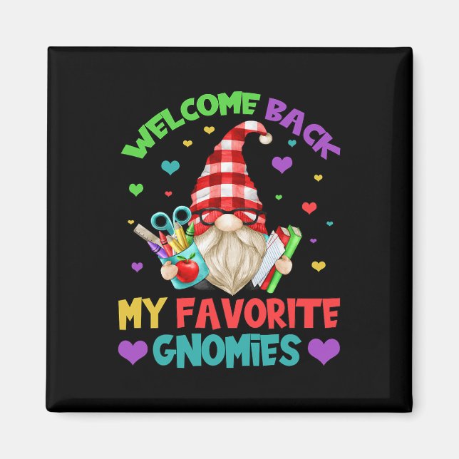 Aimant Professeur Amusant Gnome Tee - Bienvenue À L'École (Devant)