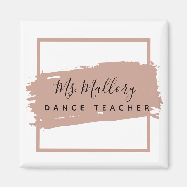 Aimant Professeur de danse Noir et Rose Or Personnalisé (Devant)