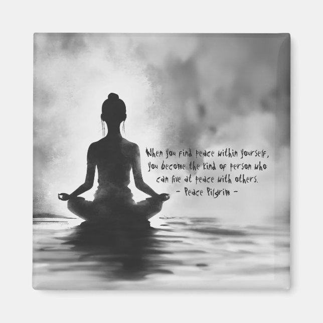Aimant Professeur de méditation de yoga Pose du lotus Pei (Devant)