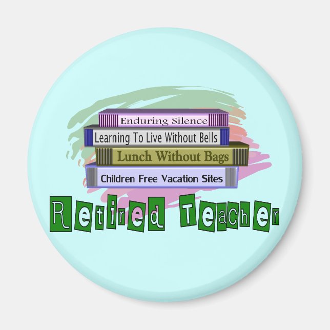 Aimant Professeur retraité (Funny Stack of Books Design) (Devant)