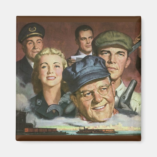 Aimant Professions commerciales, patriotisme Vintage (Devant)