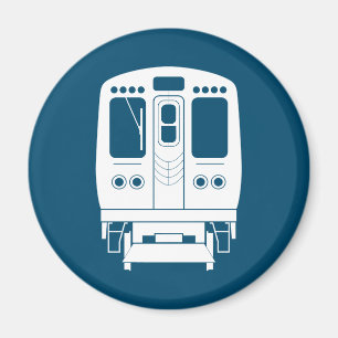 Aimant Profil de White Chicago "L" sur Blue Arrière - pla